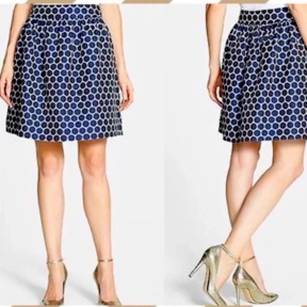 Kate Spade New York A line Skirt Navy Blue Winter Seaside Polka Dot Womens 12